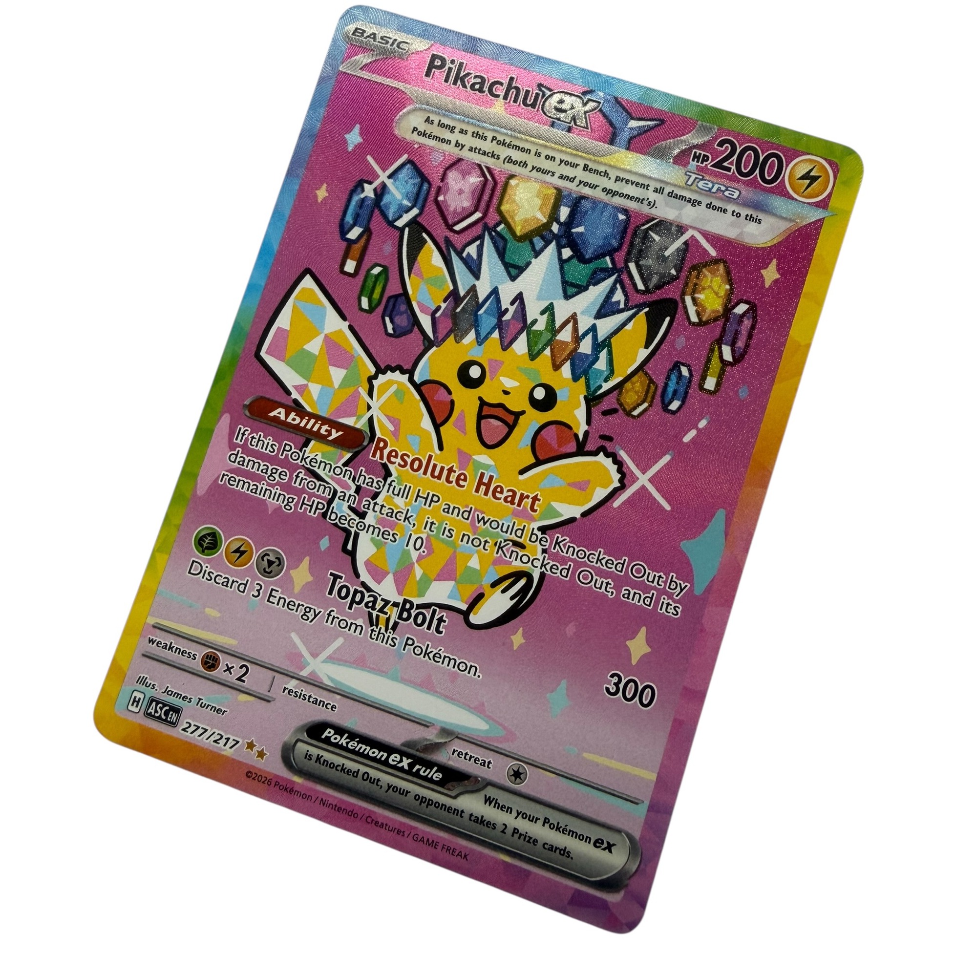 Like New POKEMON Pikachu EX 277/217 Ascended Heroes - Illustration